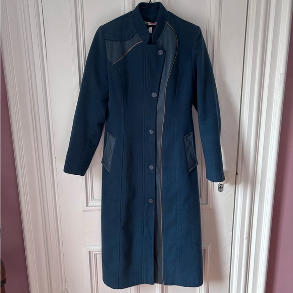 Arwa Jackets & Blazers - Women’s Vintage Arwa Made in Syria Wool Leather Long Zip Button Front Coat 42 (6